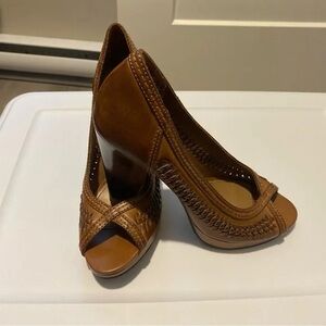 Elegant Brown Peep-Toe Heels